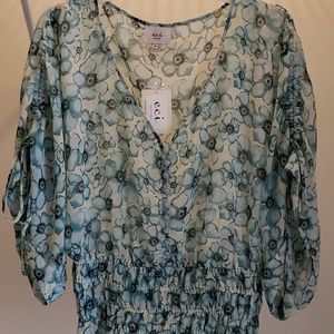 Blue Sheer Floral Top